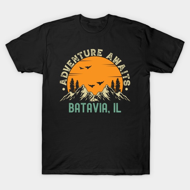 Batavia, Illinois - Adventure Awaits - Batavia, IL Vintage Sunset T-Shirt by Feel Good Clothing Co.